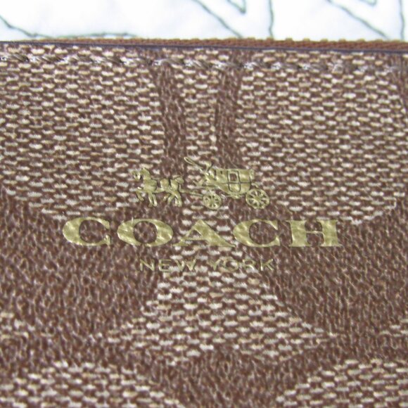 Coach Signature Canvas Key Chain/Coin Purse (Khaki/Saddle) – Style # F63923 - Picture 5 of 5